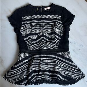 Rebecca Taylor Tweed Peplum Top size 6